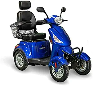 EWheels EW-46 Bariatric 4-Wheel Electric Mobility Scooter Long Range 35 Miles Fast 13mph Weight Capacity 400Lbs - Blue