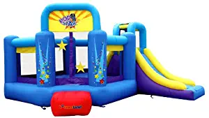 Bounceland Pop Star Inflatable Bounce House Bouncer, Large Bouncing Area with Long Slide, Climbing Wall, Basketball Hoop, UL 1HP Blower Included, 15 ft x 13 ft x 8.3 ft H, Pop Star Kids Party Theme