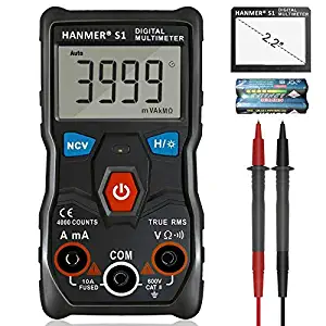 HANMER Digital Multimeter, S1 Ture-RMS Auto-Ranging Multimeters automatic multi tester Electrical Voltage Ammeter Ohm Tester AC/DC Current Resistance Continuity Test Meter