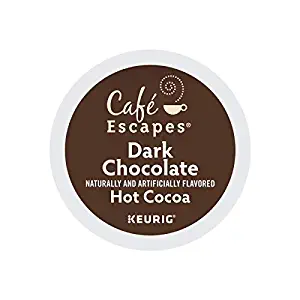 Cafe Escapes, Dark Chocolate Hot Cocoa, Single-Serve Keurig K-Cup Pods, 72 Count (3 Boxes of 24 Pods)