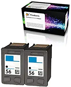 OCProducts Refilled Ink Cartridge Replacement for HP 56 for PSC 1315 PSC 2410 PSC 1110 PSC 2175 Officejet 6110 Deskjet 450 PhotoSmart 7150 7260 Printers (2 Black)