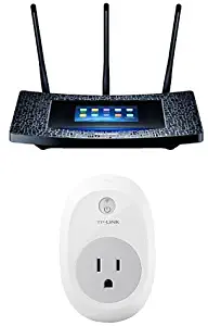 TP-LINK AC1900 Desktop Wi-Fi Range Extender w/ Touchscreen & Wi-Fi Smart Plug Combo (RE590T + HS100)