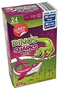 Lunch Buddies Dinos & Sharks Naturally Flavored Fun Fruit Snacks - 24 Pouches