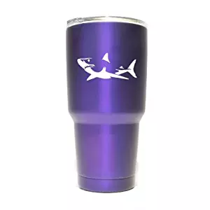 Shark Vinyl Decals Stickers ( 2 Pack!!! ) | Yeti Tumbler Cup Ozark Trail RTIC Orca | Decals Only! Cup not Included! | 2 - 4 X 1.75 inch White Decals | KCD1104W