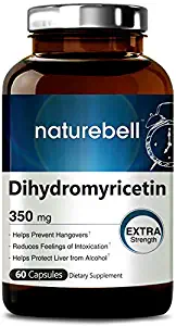 NatureBell Dihydromyricetin as Hovenia Dulcis Extract 350mg, 60 Capsules, Support Hangover Prevention, Support Relief of Anxiety, Headache and Brain Fog After Drinking, No GMOs and Made in USA.