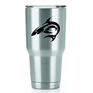 Tribal Shark Vinyl Decals Stickers ( 2 Pack!!! ) | Yeti Tumbler Cup Ozark Trail RTIC Orca | Decals Only! Cup not Included! | 2 - 3 X 3.5 inch Black Decals | KCD1531