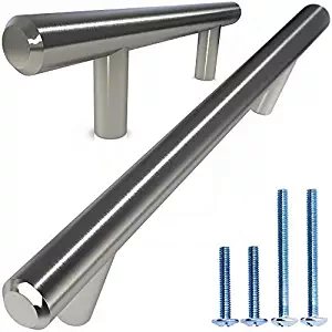 Alpine Hardware | 25Pack ~ 3-3/4" (96mm) Hole Center | Solid Stainless Steel, Bar Handle Pull with A Fine-Brushed Satin Nickel Finish | Kitchen Cabinet Hardware/Dresser Drawer Handles