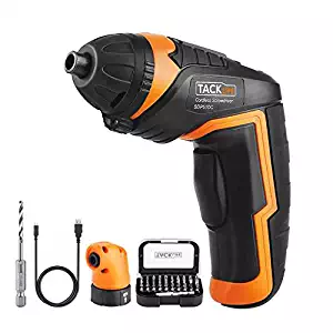 TACKLIFE SDP51DC Cordless Rechargeable Screwdriver 3.6-Volt 2000mAh Li-ion MAX Torque 4N.m - LED, Right Angle Adapter, 1pc Drill Bit, 31pcs Driver Bits, USB Charging Cable