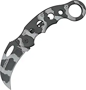 Smith & Wesson ExtremeOps CK32C 8in S.S. Karambit Folding Knife with 3in Hawkbill Blade and Stainless Steel Handle for Outdoor, Tactical, Survival and EDC