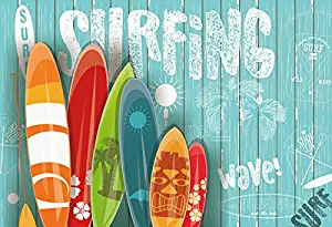 Yeele 5x3ft Summer Surfing Backdrop Surfboard Photography Background Pictures for Kid Children Adult Portrait Photo Booth Video Shooting Vinyl Drape Wallpaper Studio Props