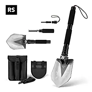 FiveJoy Military Folding Shovel Multitool (RS) - Compact Multi-Purpose Tool to Keep in Vehicle for Emergency or Take with You for Camping - Essential for Camper, RV Owner, Survivalist and Prepper