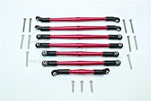 Traxxas TRX-4 Trail Defender Crawler Upgrade Parts Aluminum Adjustable Upper & Lower Suspension Links - 7Pcs Set Red