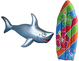 Inflatable Surf Board and Shark Luau Decoration Theme Beach Pool Toy