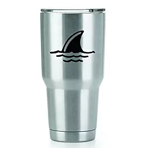 Shark Fin Vinyl Decals Stickers (2 Pack!!!) | Yeti Tumbler Cup Ozark Trail RTIC Orca | Decals Only! Cup not Included! | 2-4.3 X 3 inch Black Decals | KCD1535