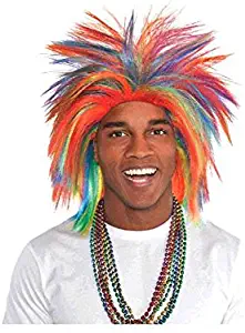 Amscan Crazy Party Wig Costume, Rainbow