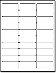 White Removable Labels - Address Size 1" x 2 5/8" - 30 per Sheet - for Inkjet/Laser Printers - 25 Sheets / 750 Labels