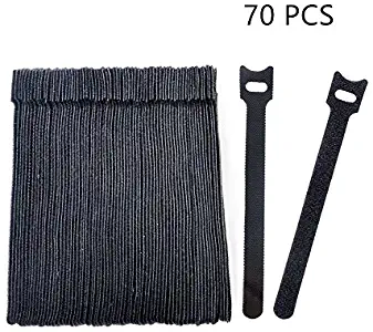Vancool 70 PCS Cable Management Reusable Fastening Cable Ties Organizer, 6-Inch Hook & Loop Adjustable Wire Cable Straps for Cable Under Desk,Cord Management,Black