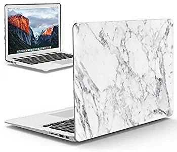 IBENZER MacBook Air 13 Inch Case, Soft Touch Hard Case Shell Cover for Apple MacBook Air 13 A1369 1466, White Marble, MMA1301WHMB+1