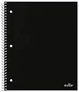 Office Depot Brand Stellar Poly Notebook, 8" x 11", 1 Subject, College Ruled, 200 Pages (100 Sheets), Black