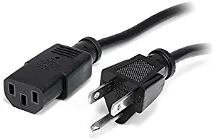 StarTech.com 10 ft Universal Computer Power Cord (NEMA5-15P to C13) - 14 AWG Replacement AC Power Cable for PC or Monitor - 125V @ 15A (PXT1011410)