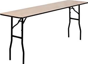 Flash Furniture 18'' x 72'' Rectangular Wood Folding Training / Seminar Table with Smooth Clear Coated Finished Top