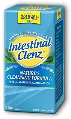 Natural Balance Intestinal Clenz | Psyllium Herbal Cleansing Formula | Healthy Digestion & Regularity Supplement | Gluten Free | 100 VegCaps, 20 Serv.