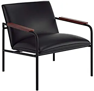 Sauder Boulevard Cafe Faux Leather Upholstered Accent Chair in Black