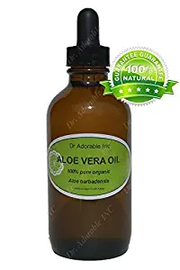 Aloe Vera Oil For Skin Hair And Health 4 oz Amber Glass Bottle with Glass Dropper