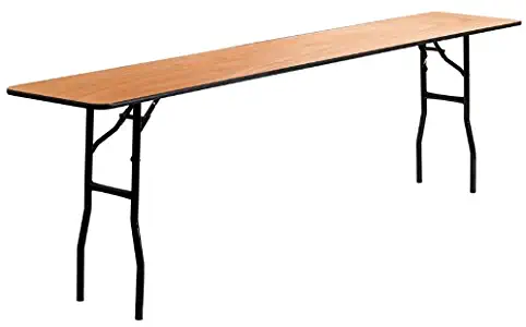 Flash Furniture 18'' x 96'' Rectangular Wood Folding Training / Seminar Table with Smooth Clear Coated Finished Top