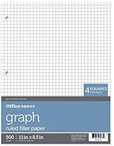 Office Depot Quadrille-Ruled Notebook Filler Paper, 8 1/2in. x 11in, Pack of 500 Sheets, 09229OD