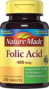 Nature Made Folic Acid 400 mcg Tablets, 250 Tablets