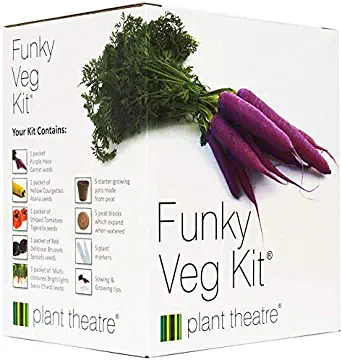 Plant Theatre Funky Veg KIT Gift Box - 5 Extraordinary Vegetables to Grow -Everything You Need to Start Growing in one Box! Super Grow Kit Gift