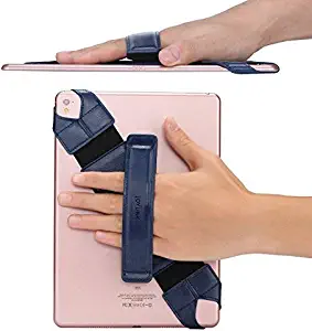 Joylink Hand Strap Holder Updated Version with Secure and 360°Swivel Leather Handle Grip Elastic Belt for All 10.1" Tablets (iPad Air Pro Samsung Nexus), Navy Blue