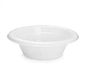 Basix 12 oz Disposable Plastic Bowls Microwave Safe, White 4 Packs (400 Plates)