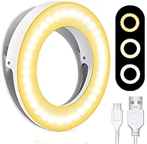 Selfie Ring Light, MCHEETA Phone Ring Light Clip on Rechargeable, Mini Ring Light for iPhone/Cell Phone/Laptop