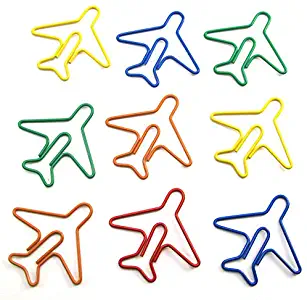 JANOU Cute Airplane Shape Paper Clips Multicolor Card File Clips Clamps for Bookmark Office School Notebook Decoration (Random Colors) Pack 24pcs