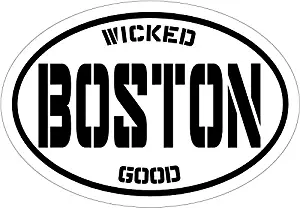 Oval Black Wicked Good Boston Decal - Massachusetts Bumper Sticker - Perfect for Windows Cars Tumblers Laptops Lockers