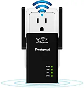 WiFi Range Extender 300 Mbps, Wireless Repeater Router Extender Easy Set-Up Internet Signal Booster, 2.4GHz Amplifier with High Gain Dual Antennas, 2 Ethernet Port, 3 Working Modes, Wall Plug Design