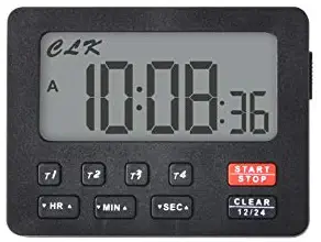 Runleader Digital Table-Top Timer Kitchen Timer 4 Groups of Count up Count down Timers with Large LCD Display Big Digits Loud Alarm for Office Cooking Baking Sports Games (black-206)