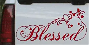 Rad Dezigns Blessed with Swirls Hearts Christian Car Window Wall Laptop Decal Sticker - Red 5in X 10.7in