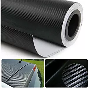 Moyishi 3D Black Carbon Fiber Film Twill Weave Vinyl Sheet Roll Wrap - 24''x60''