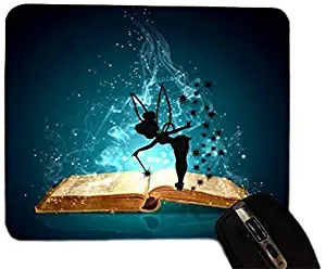 Magic Spell Book with Cute Fairy Silhouette Design Print Image Desktop Office Silicone Mouse Pad by Trendy Accessories