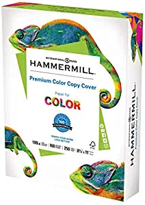 Hammermill Premium Color Copy Cover 100lb Cardstock, 8.5 x 11, 1 Pack, 250 Sheets, Made in USA, Sourced From American Family Tree Farms, 100 Bright, Acid Free, Heavy-weight Printer Paper, 120024R