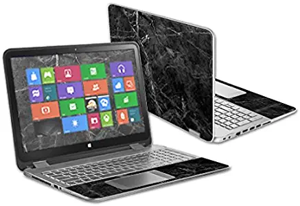 MightySkins Skin Compatible with HP Envy x360 15.6" - Black Marble | Protective, Durable, and Unique Vinyl Decal wrap Cover | Easy to Apply, Remove, and Change Styles | Made in The USA