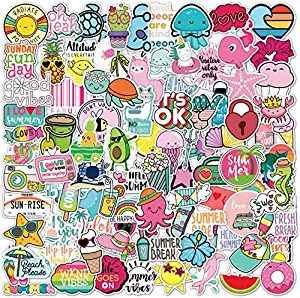 100 Cute stickers I Stickers for kids Waterproof 100% Vinyl Stickers, water bottle stickers, Aesthetic Stickers, Vsco Stickers for books, Laptop Stickers, Funny cute stickers (100 Pack Beach Stickers)