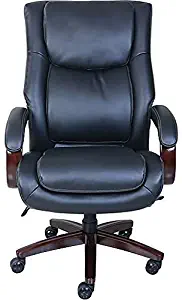 La-Z-Boy Winston Leather Executive Office Chair, Fixed Arms (Black)