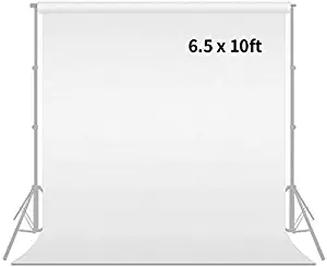 MOUNTDOG 6.5 x 10ft White Backdrop Background for Photography, Polyester Fabric Chromakey White Screen Photo Booth Backdrop Collapsible Wrinkle Free for Photo Video Studio (Stand NOT Included)