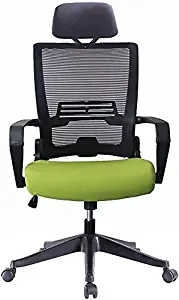 5 Minutes Completely Easy Installation Ergonomic Office Foldable Swivel Home Mesh Back Task Chair (Black/Green W/Head Rest)