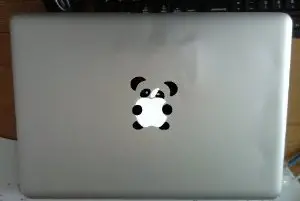 Cute Panda Hugging Apple Vinyl Car Sticker Symbol Silhouette Keypad Track Pad Decal Laptop Skin Ipad Macbook Window Truck Motorcycle