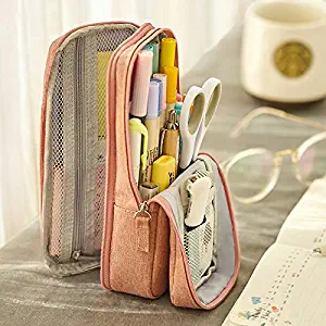 2 in 1 Big Capacity Pencil Pen Case+Pencil Pen Holder, Office College School Large Storage High Capacity Box Organizer Pink New Arrival